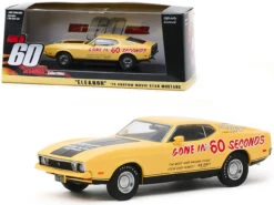 1973 Ford Mustang Mach 1 Custom Movie Star "Eleanor" Yellow With Black Stripe (Post-Filming Tribute Edition) "Gone In 60 Seconds" (1974) Movie 1/43 Diecast Model Car By Greenlight