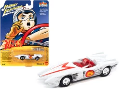 Speed Racer Mach 5 White (Race Worn Version) With Auto Jacks "Pop Culture" Series 1/64 Diecast Model Car By Johnny Lightning