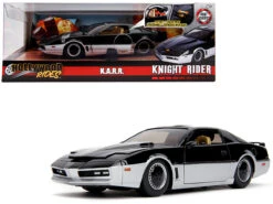 K.A.R.R. Black And Silver With Light "Knight Rider" (1982) TV Series "Hollywood Rides" Series 1/24 Diecast Model Car By Jada