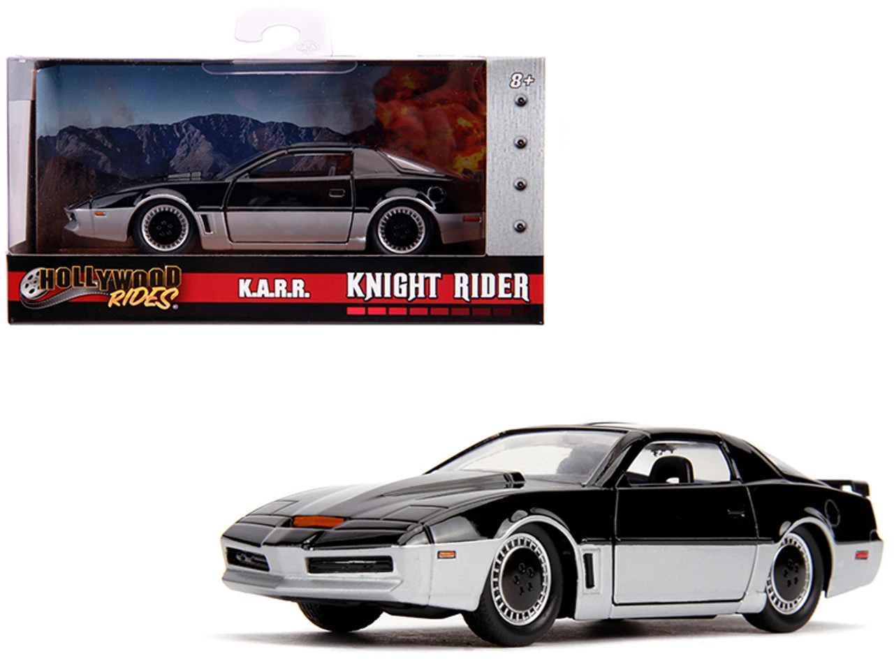 K.A.R.R. Black And Silver "Knight Rider" (1982) TV Series "Hollywood Rides" Series 1/32 Diecast Model Car By Jada 3 K.A.R.R. Black And Silver "Knight Rider" (1982) TV Series "Hollywood Rides" Series 1/32 Diecast Model Car By Jada