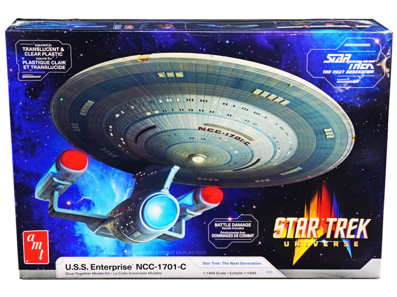 Skill 2 Model Kit U.S.S. Enterprise NCC-1701-C Space Ship "Star Trek: The Next Generation" (1987) TV Series 1/1400 Scale Model By AMT 3 Skill 2 Model Kit U.S.S. Enterprise NCC-1701-C Space Ship "Star Trek: The Next Generation" (1987) TV Series 1/1400 Scale Model By AMT