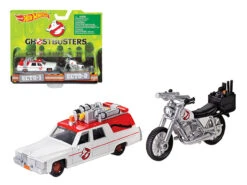 Hot Wheels ECTO-1 1/64 Ambulance Car & ECTO-2 1/50 Bike "Ghostbusters" (2016) Movie Diecast Models By Hotwheels