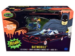 Skill 2 Snap Model Kit 1966 Batmobile With Batman And Robin Figurines "Batman" (1966-1968) Classic TV Series 1/25 Scale Model By Polar Lights