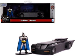 Batmobile With Diecast Batman Figurine "Batman: The Animated Series" (1992-1995) TV Series "DC Comics" "Hollywood Rides" Series 1/32 Diecast Model Car By Jada