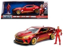 1/24 Jada 2016 Chevrolet Camaro With Iron Man Diecast Figure "Marvel" Series Diecast Car Model