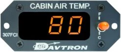 Cabin Air Gauge, Fahrenheit/Celsius Digital, 2.5"w X 11"l X 2.8"d, FAA-PMA Approved