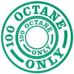 Round Fuel Placard Decal, Fuel 100 Octane Green