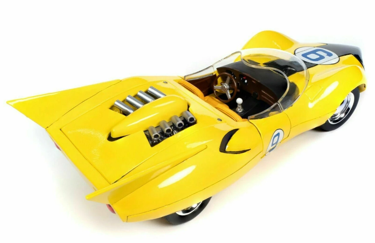 Auto World Shooting Star #9 Yellow And Racer X Figurine "Speed Racer" Anime Series 1/18 Diecast Model Car By Autoworld 6 Auto World Shooting Star #9 Yellow And Racer X Figurine "Speed Racer" Anime Series 1/18 Diecast Model Car By Autoworld - Image 4