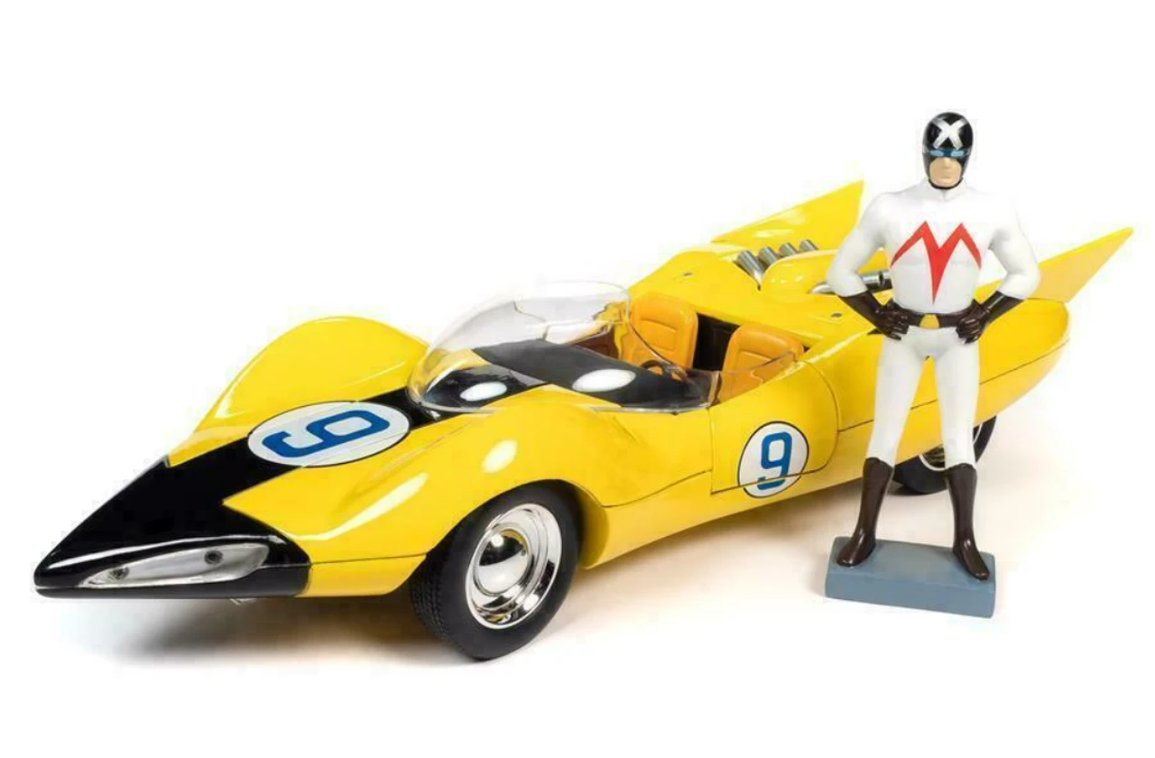 Auto World Shooting Star #9 Yellow And Racer X Figurine "Speed Racer" Anime Series 1/18 Diecast Model Car By Autoworld 4 Auto World Shooting Star #9 Yellow And Racer X Figurine "Speed Racer" Anime Series 1/18 Diecast Model Car By Autoworld - Image 2