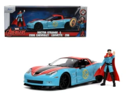 1/24 Jada Doctor Strange Figure & 2006 Chevrolet Corvette Z06 (Blue/Red) Diecast Car Model Marvel Avengers