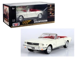1964 1/2 Ford Mustang Convertible White With Red Interior James Bond 007 "Goldfinger" (1964) Movie "James Bond Collection" Series 1/24 Diecast Model Car By Motormax