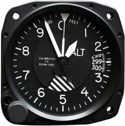 Altimeter, 0-20,000 Ft In Hg, Lighted 14 Volt, TSO