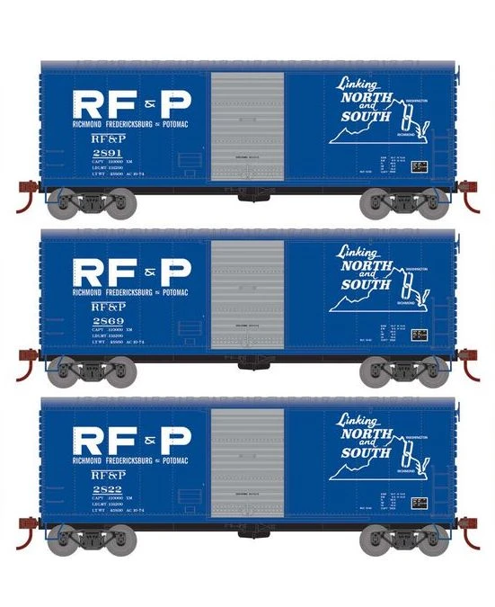 Athearn RTR 67977 HO Scale 40' Modernized Boxcar RF&P 3 Pack 3 Athearn RTR 67977 HO Scale 40' Modernized Boxcar RF&P 3 Pack