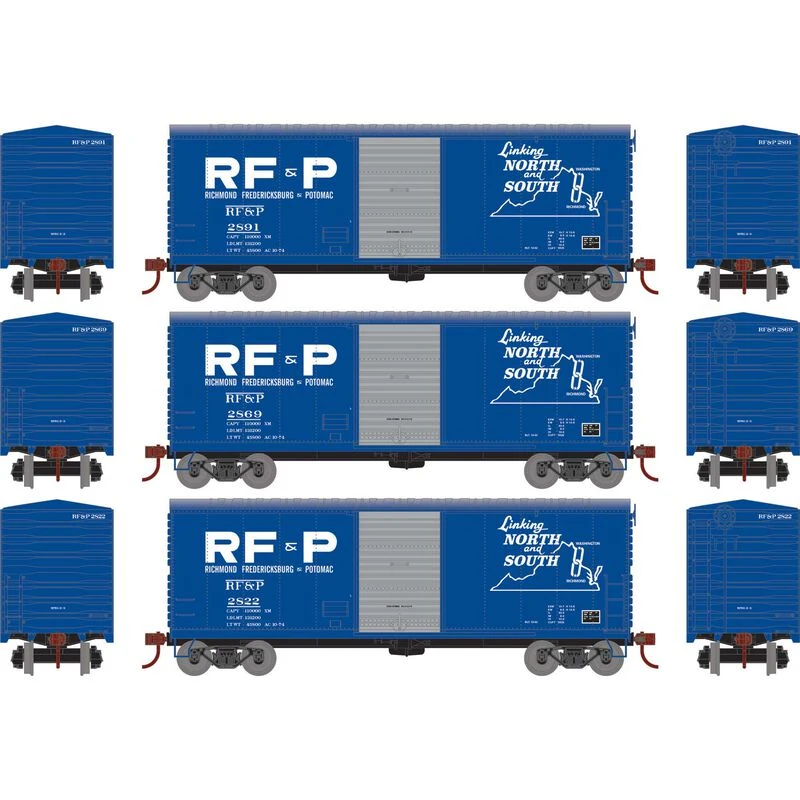 Athearn RTR 67977 HO Scale 40' Modernized Boxcar RF&P 3 Pack 4 Athearn RTR 67977 HO Scale 40' Modernized Boxcar RF&P 3 Pack - Image 2
