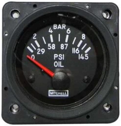 MITCHELL Oil Pressure Gauge, 2 1/4" 0-145 Psi, For Rotax
