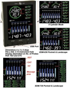 Engine Data Monitor 730 System, 9 Cylinder -Best Toy Car jpi edm730 4c dim 1 2