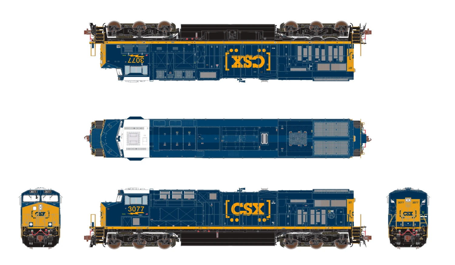 ScaleTrains Rivet 39357 HO Scale GE ES44AC "YN3 Boxcar" CSX 3104 DCC & Sound 4 ScaleTrains Rivet 39357 HO Scale GE ES44AC "YN3 Boxcar" CSX 3104 DCC & Sound - Image 2